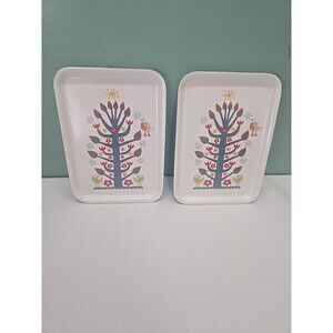 IKEA VINTERFINT Tray 8X11", Christmas Tree Birds Holiday Pattern Multicolor